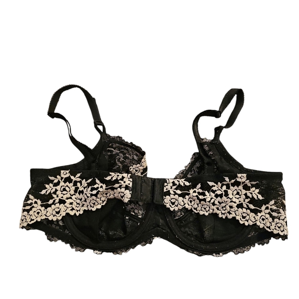 Wacoal Sz 38B Embrace Lace Underwire Bra Black White WL340 - Picture 5 of 6